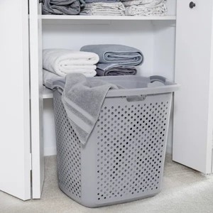 2.5 Bushel Extra Large Plastic Laundry Hamper, Soft Silver, Adult / Tween - 1 of 4