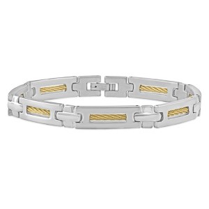 Pompeii3 Men's Steel And Dark Gold Wired 7mm Flexible Link 8.5 " Bracelet - 1 of 3