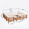 Christopher Knight Home Oana Outdoor Acacia Wood 8 Seater Sectional Sofa Chat Set with Cushions - 3 of 4