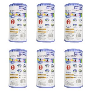 Intex 29000E/59900E 4.25" Diameter x 8" Swimming Pool Easy Set Type A or C Replacement Filter Pump Cartridge Accessories, 6 Pack - 1 of 4