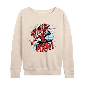 Women's - Marvel - Spider-man Ink Lightweight French Terry Wide Neck Long Sleeve Shirt - 1 of 4
