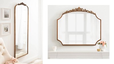 Gold Baroque Arch Vanity Mirror with Shelf, 33 x 26