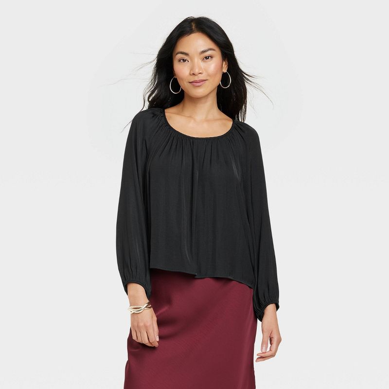 Women's Balloon Long Sleeve Femme Popover Shirt - A New Day™, 1 of 5