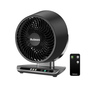Holmes Blizzard 8" Digital 3 Speed Air Circulator Fan with Capacitive Touch and Remote Control Black/Chrome - 1 of 4