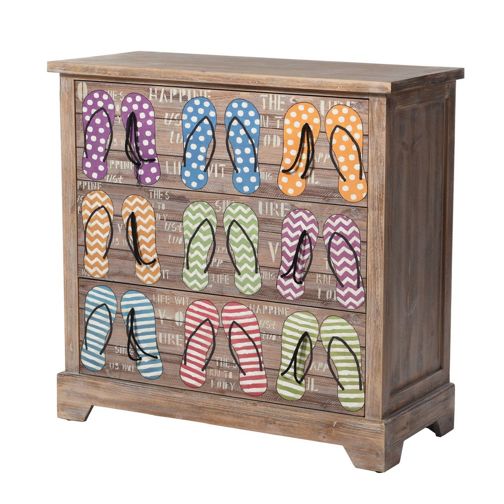 Photos - Dresser / Chests of Drawers Key West Three Drawer Chest Flipflop Design Gray - StyleCraft: Beach-Inspired, No Assembly Required