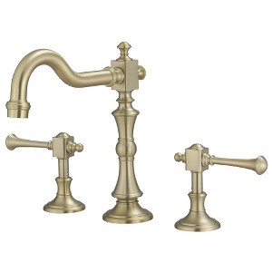 BWE 8 in. Widespread Double Handle 3 Hole Bathroom Faucet Water-Saving With Metal Drain - 1 of 4