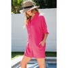 Amaryllis Women's Relaxed Fit Collared Button-Front Romper Breezy Short Sleeve One-Piece Outfit with Pockets Casual Chic - 2 of 4