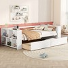 NicBex Twin Size Daybed with Storage Wooden Day Bed Frame Twin with 2 Drawers and 5 Shelves for Bedrooms, White - 3 of 4