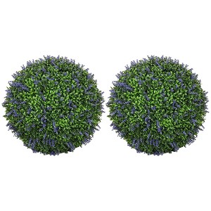 2 Pack Artificial Plant Lavender Topiary Balls - 1 of 4