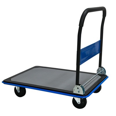 NAYSAYE Foldable Platform Dolly Heavy Duty Flatbed Cart with Swivel Wheels and Anti Slip Plate for Loading and Storage, Blue, 35.43"*23.62"*34.25"