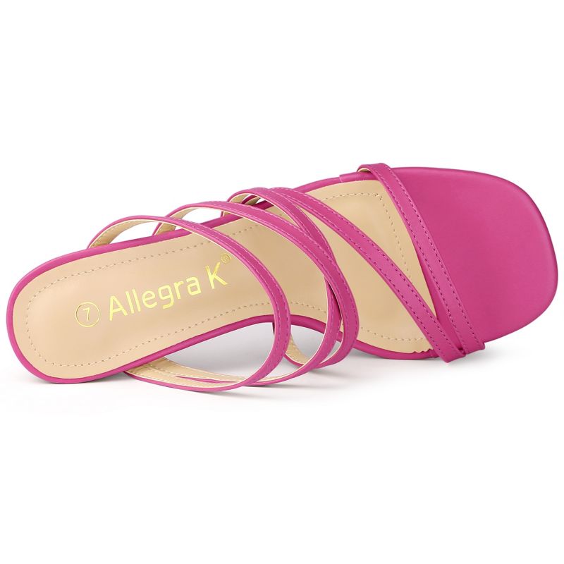 Allegra K Women's Strappy Block Heels Slide Sandals, 4 of 5
