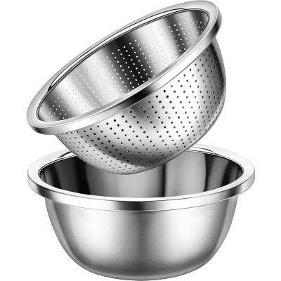 Colander 304 Stainless Steel 3-quart with Mixing Bowls, Dishwasher Safe. (2PC)