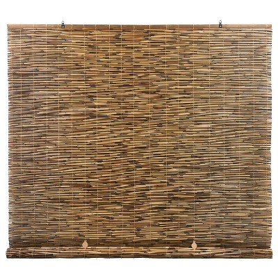 Hyman Light Filtering Outdoor Cord Free Reed Rollup Horizontal Blinds Brown