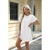 BLUEMING Womens T Shirt Dresses Crew Neck Mini Dresses Casual Short Sleeve Loose Flowy Dress with Pockets - 3 of 4
