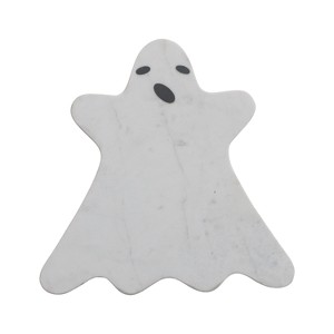 Storied Home Marble Ghost Shaped Cheese and Cutting Board, White and Black - 1 of 2