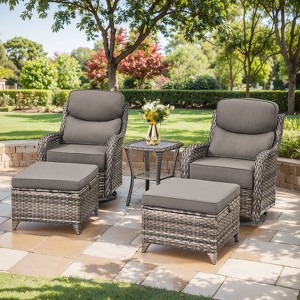 Outdoor Swivel Rocker Chair with 6 Inch Thick Cushion 2 in 1 Porch Glider Swivel Chair - Wicker Patio Furniture Patio Swivel Glider Seating - 1 of 4