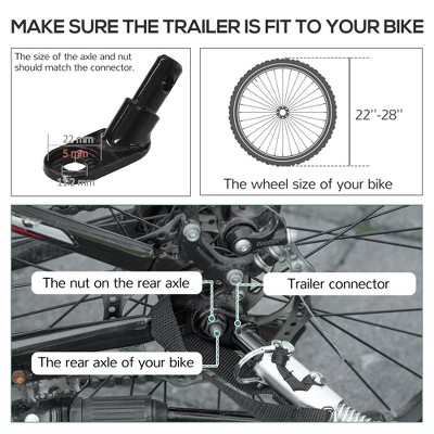 Black Steel Bike Cargo Trailer with 16'' Wheels and Suspension