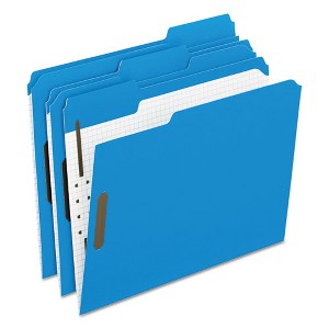 Pendaflex Colored Classification Folders with Embossed Fasteners, 2 Fasteners, Letter Size, Blue Exterior, 50/Box - 1 of 1