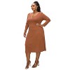 L I V D Women's Plunge Neck Vegan Cashmere Rib Midi Dress, Black - 2 of 3