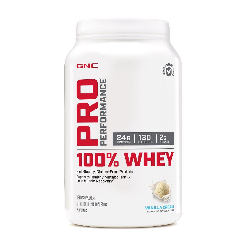 GNC Pro Performance 100% Whey Protein Powder - Vanilla Cream - 25 Servings, 1 of 10