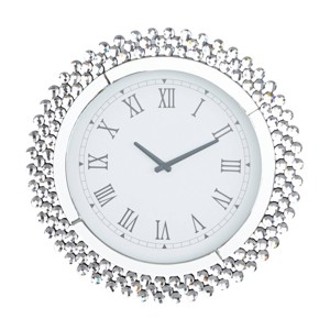20"x2" Glass Starburst Round Mirrored Wall Clock Silver - Olivia & May - 1 of 4