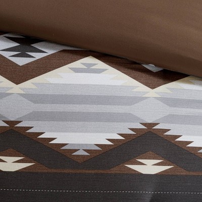 Full Brown Microfiber Reversible Southwestern Comforter Set