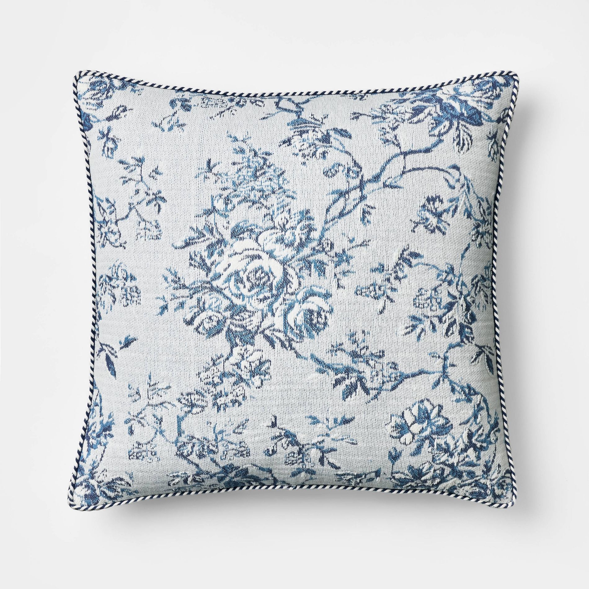 Oversized Square Floral Jacquard Pillow Blue - Threshold™ designed with Studio McGee