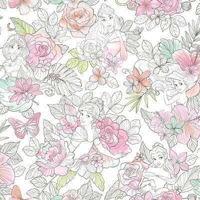 Disney Princess Royal Floral Peel and Stick Wallpaper - RoomMates