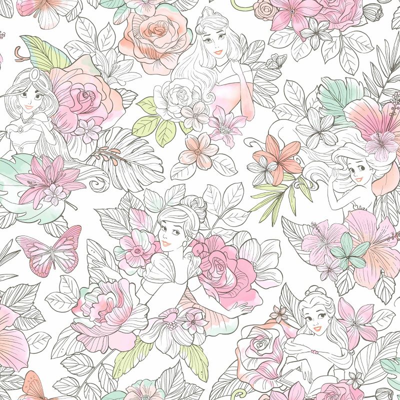 Disney Princess Royal Floral Peel and Stick Kids&#39; Wallpaper - RoomMates, 1 of 7