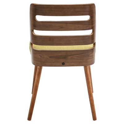 Green Upholstered Walnut Ladderback Side Chair