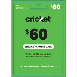 Cricket Wireless SPC V1 VPLN $60: Non-reloadable Domestic Phone Gift Card - 1 of 1