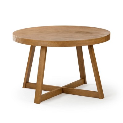47" Pecan Wirebrush Solid Wood Round Farmhouse Dining Table