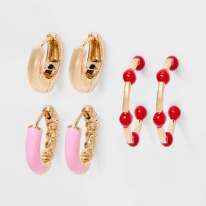 Small Hoop Earring Set 3pc -Universal Thread™ - 1 of 3