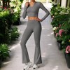 Anna-Kaci Active Women's High Waist Flare Yoga Pants with Side Slit Hem for Active and Casual Wear - 3 of 4