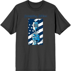 "In Tailgating We Trust" American Flag And Spatula Adult Crew Neck Short Sleeve Tee - 1 of 2