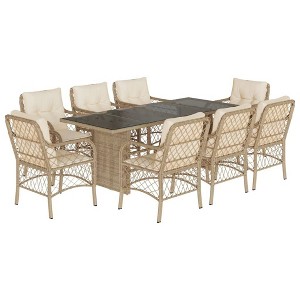 vidaXL Garden Dining Set Beige - 1 of 4