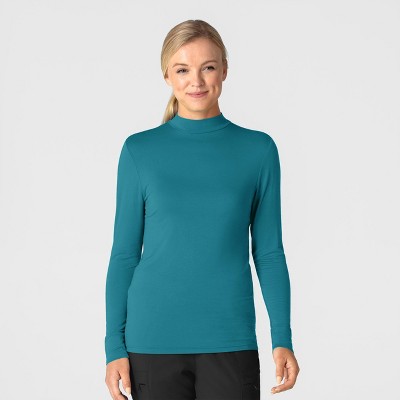 Wink Layers Women’s Long Sleeve Mock Neck Silky Tee