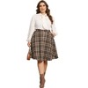 Agnes Orinda Women's Plus Size Plaid Elastic High Waist Button Front A-Line Skirt - 3 of 4
