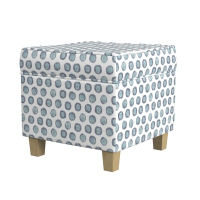 Black Plaid Square Storage Ottoman with Lift-Off Top