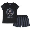 Wednesday Addams Girls' Striped Sleep Pajama Set Shorts and Shirt Black - 2 of 4