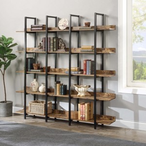 ORRD 5-Tier Industrial Bookshelf, Vintage Wood and Metal Open Bookcase for Home Office - 1 of 4