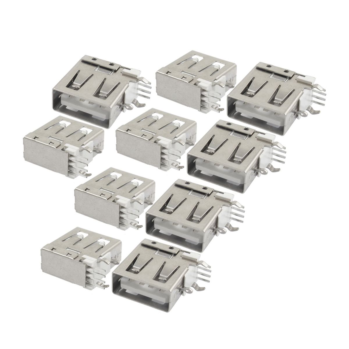 Unique Bargains Metal Electronic Parts Silver Tone USB PCB Jack 10 Pcs