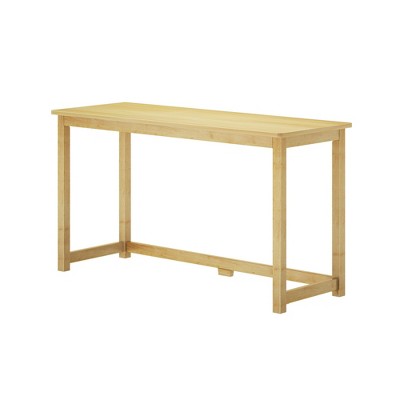 Natural Wood Writing Desk with Solid Wood Legs, 55.25 Inch