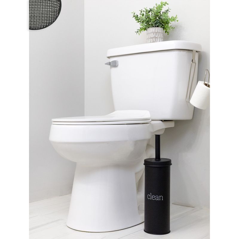 AuldHome Design Farmhouse Toilet Brush Holder; Retro Enamelware Toilet Brush and Holder Cleaning Set, 5 of 9