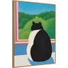 Amanti Art Fat Cat Looking out the Window by Little Dean Framed Canvas Wall Art - 2 of 4