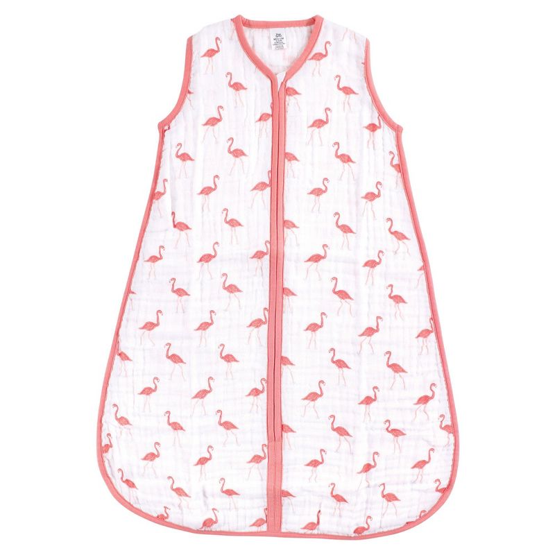 Yoga Sprout Baby Girl Sleeveless Muslin Cotton Sleeping Bag, Sack, Blanket, Flamingo, 1 of 2