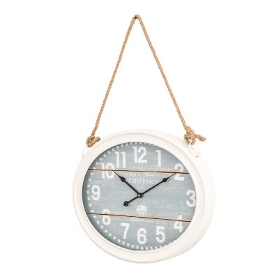 Small Light Blue and White Roped Coastal Wall Clock