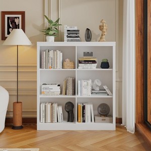 6 Cube Storage Organizer, 53 Inch Tall Bookcase with Anti-Tip Design, Sturdy Wooden Bookshelf for Living Room, Bedroom, Home Office, White Cube Shelf - 1 of 4