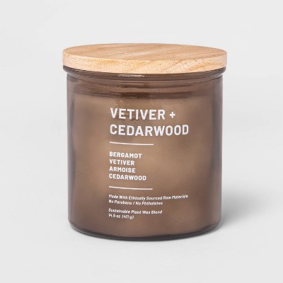 14.5oz Glass Jar Vetiver and Cedarwood Candle Brown - Project 62™