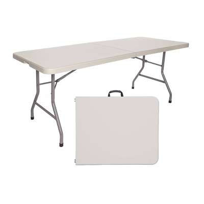Hampden 72" Gray Plastic and Steel Fold-In-Half Table
